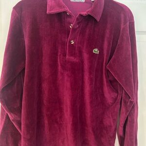 Vintage Izod Lacoste Cotton Velour Long Sleeve Top Raspberry Medium